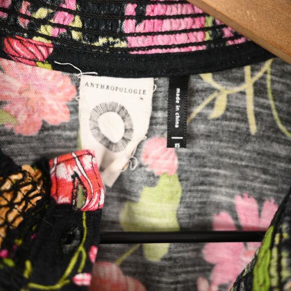 Anthro Akemi + Kin Black Floral Smocked Tank - Picture 3 of 7